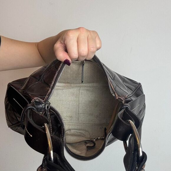 Dooney & Bourke Brown Crocodile Leather Hobo Shouder Bag - Picture 6 of 8